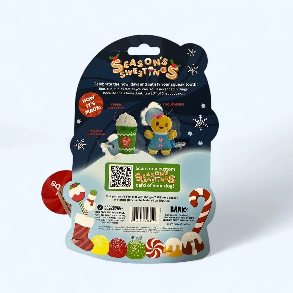 Bark Box Seasons Sweetings Ginger Snappuccino Dog Toy Xs-S For Small Dogs 